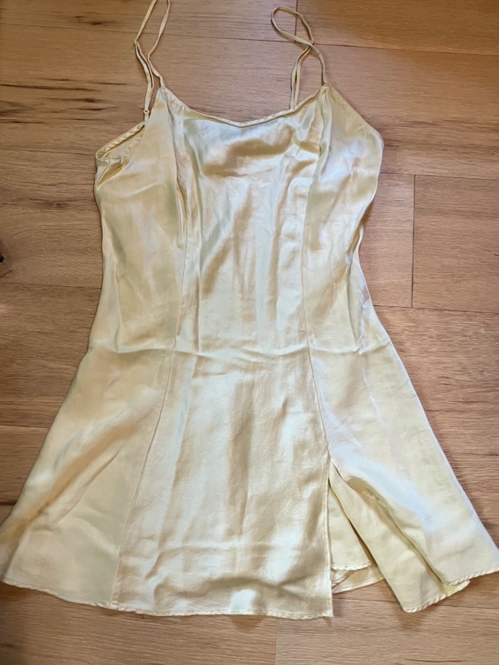 Y2K Victoria's Secret Silky Satin Chemise Dress Pale Yellow Small